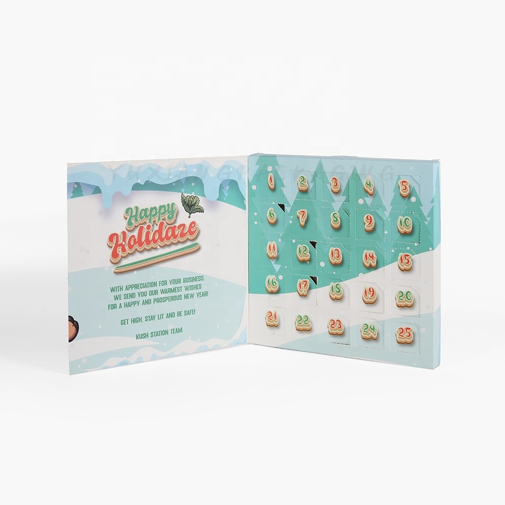 Custom Logo Christmas Wax Melts Packaging Cardboard Two Truck End Chocolate Advent Calendar Box