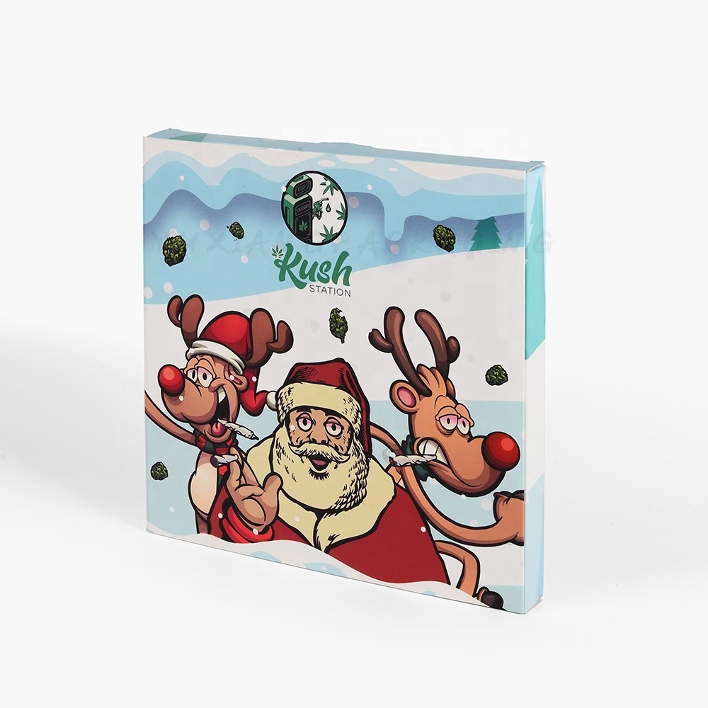 Custom Logo Christmas Wax Melts Packaging Cardboard Two Truck End Chocolate Advent Calendar Box