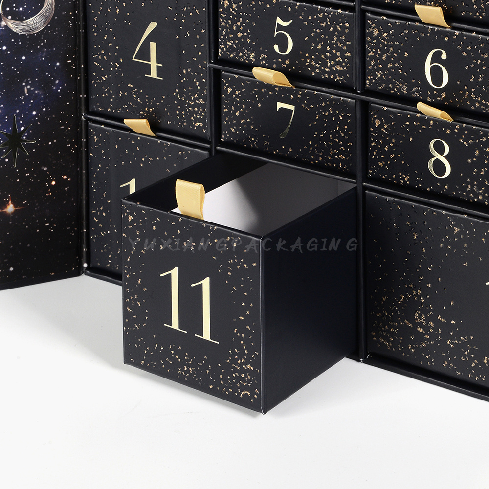 Custom Empty Advent Calendar Two Doors 24 Drawers Makeup Empty Advent Calendar Packaging Box