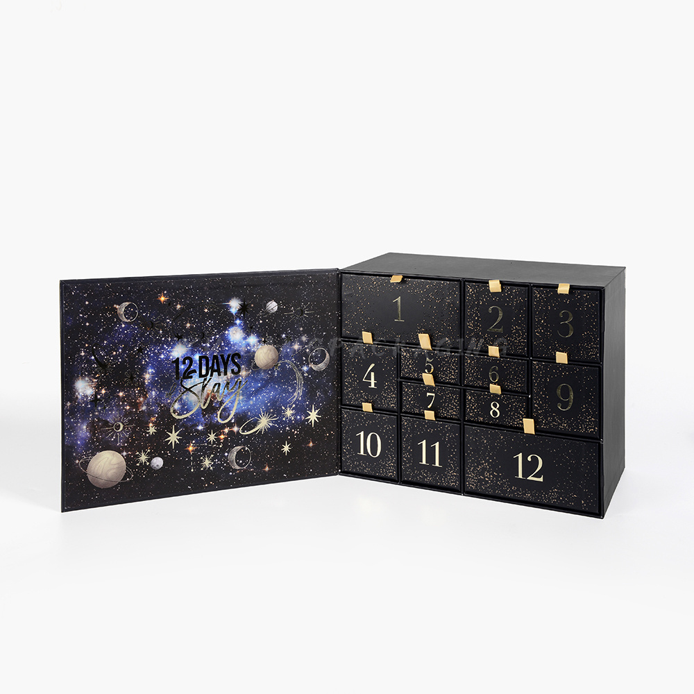 Custom Empty Advent Calendar Two Doors 24 Drawers Makeup Empty Advent Calendar Packaging Box