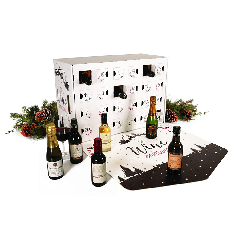 Wholesale Empty Cardboard Paper Packaging 24 Bottle Can Wine Whisky Advent Calendar Box