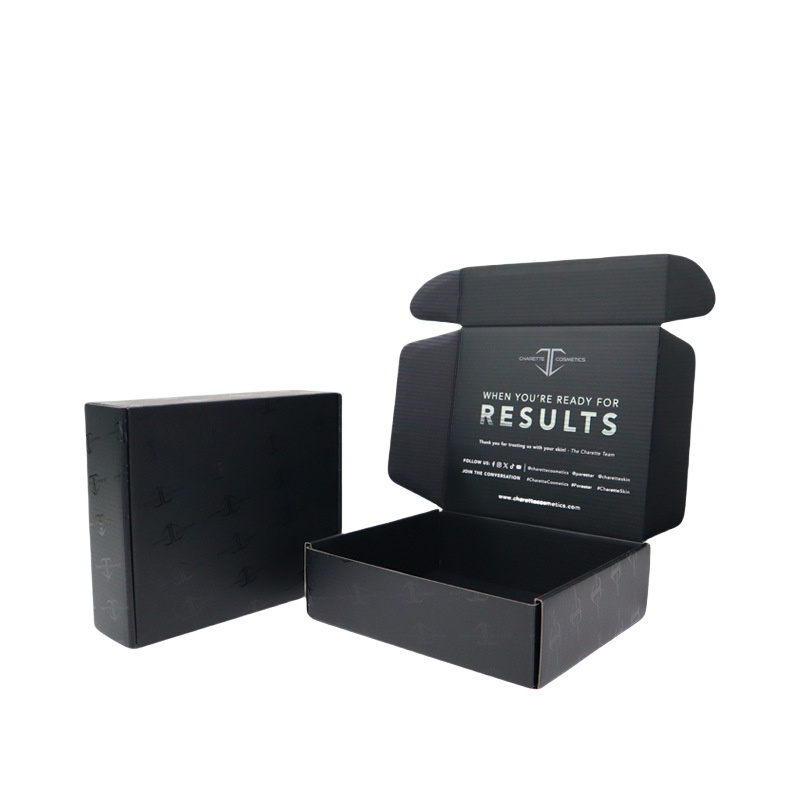 Logo UV Printing Matt Black Hardboard Paper Custom Shipping Packaging Boxes