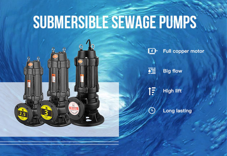 Bomba De Aguas Residuales Portable Superior WQ Non Clog Submersible Mud Sewage Pump