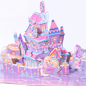 YUXIAN Castle Pop-Up Greeting Card Bella DIY Cute Creative Cartoon Creative 3D Organ Handmade Children Gifts Greeting Card