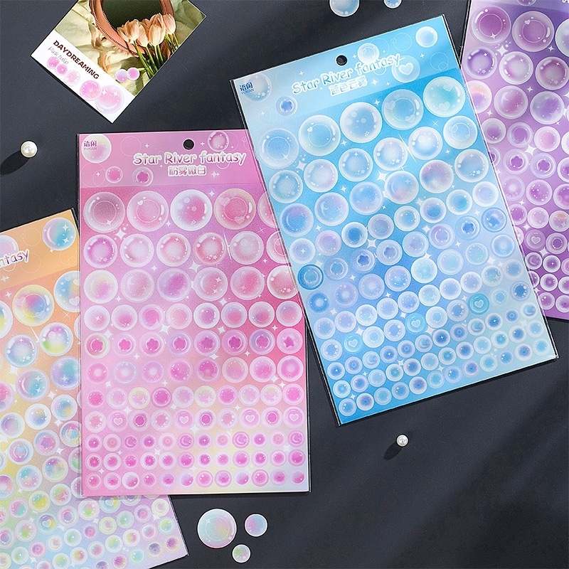 YUXIAN Star River Fantasy Series INS Bubble Dot Journal Scrapbooking DIY Card Decorative Galaxy Star Dreamy Cute Cartoon Sticker