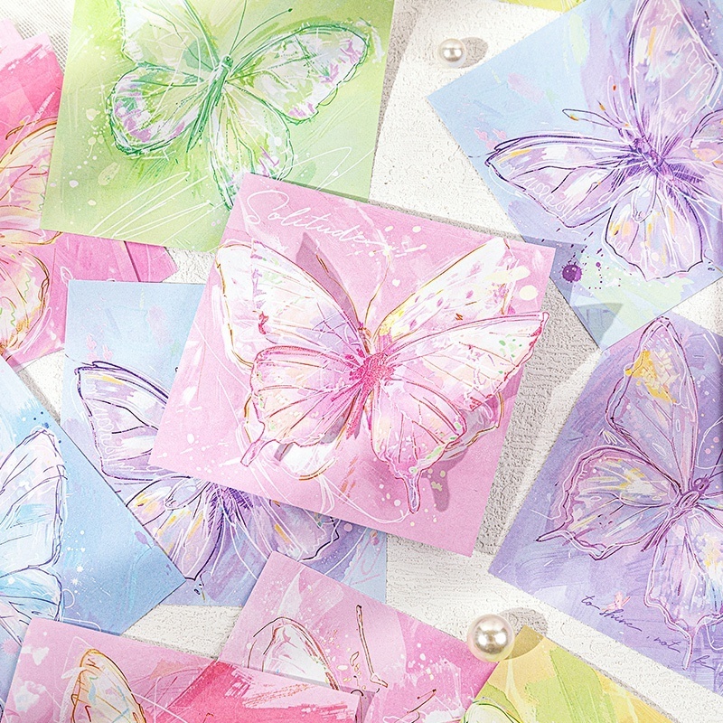 YUXIAN Butterfly Note Pad Student Dreamy Butterfly Message Pad Collage Paper Sticker Set Scrapbooking DIY Memo Pad Notepad