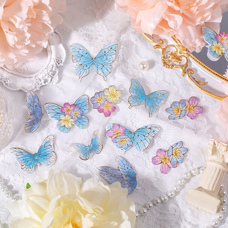 YUXIAN 3D Butterfly Sticker Pack Romantic Pearlescent Gold Stamping Butterfly Scrapbook Decoration Phone Case Dreamy Sticker