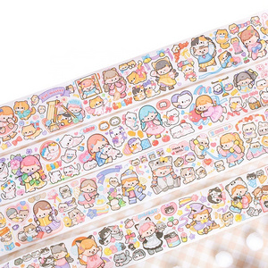 YUXIAN Special Oil Washi Paper Tape Seven Cats Paradise  Cute Cartoon Sticker Girl Scrapbooking DIY Backing Decoration Tape