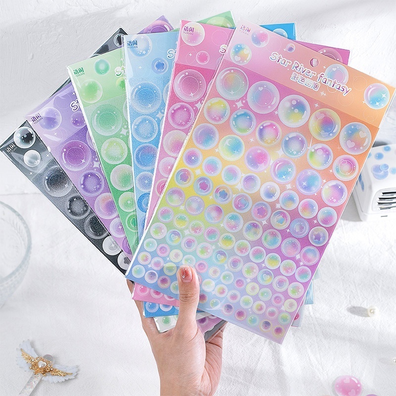 YUXIAN Star River Fantasy Series INS Bubble Dot Journal Scrapbooking DIY Card Decorative Galaxy Star Dreamy Cute Cartoon Sticker