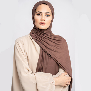 Wholesale 180*70cm High Quality Women Muslim Shawl Wrap Plain Hijabs Stretchy Premium Scarf Cotton Jersey Hijab For Women