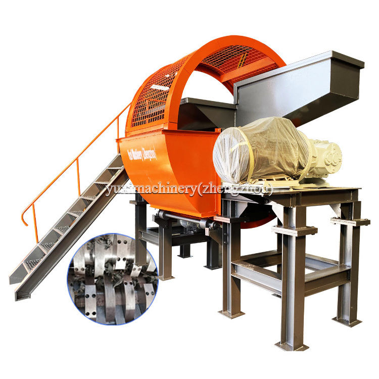 Waste Plastic Rubber Recycling Machines Double Shaft Used Tires Shredder For Sale