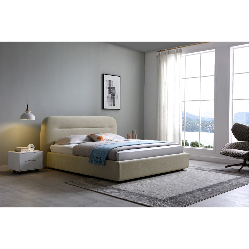 beige color bedroom furniture elastic queen size soft bed