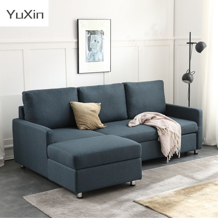 Modern Living Room Lazy Recliner Sofa Cum Bed Transformer Metal Frame Sectional Leather Sofa Bed