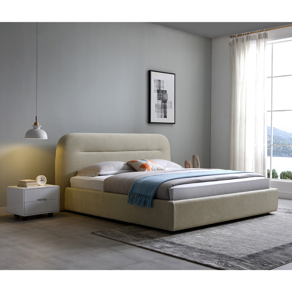 beige color bedroom furniture elastic queen size soft bed