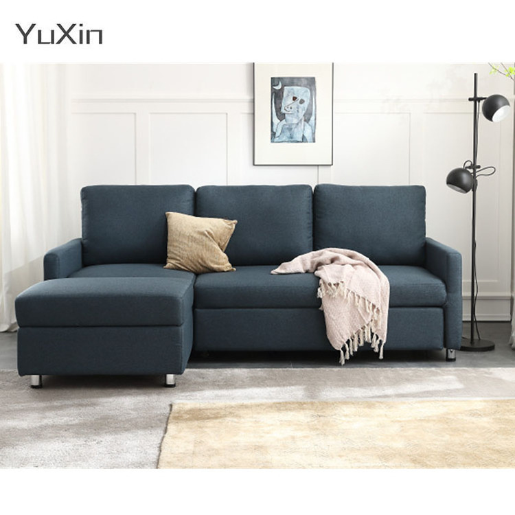 Modern Living Room Lazy Recliner Sofa Cum Bed Transformer Metal Frame Sectional Leather Sofa Bed