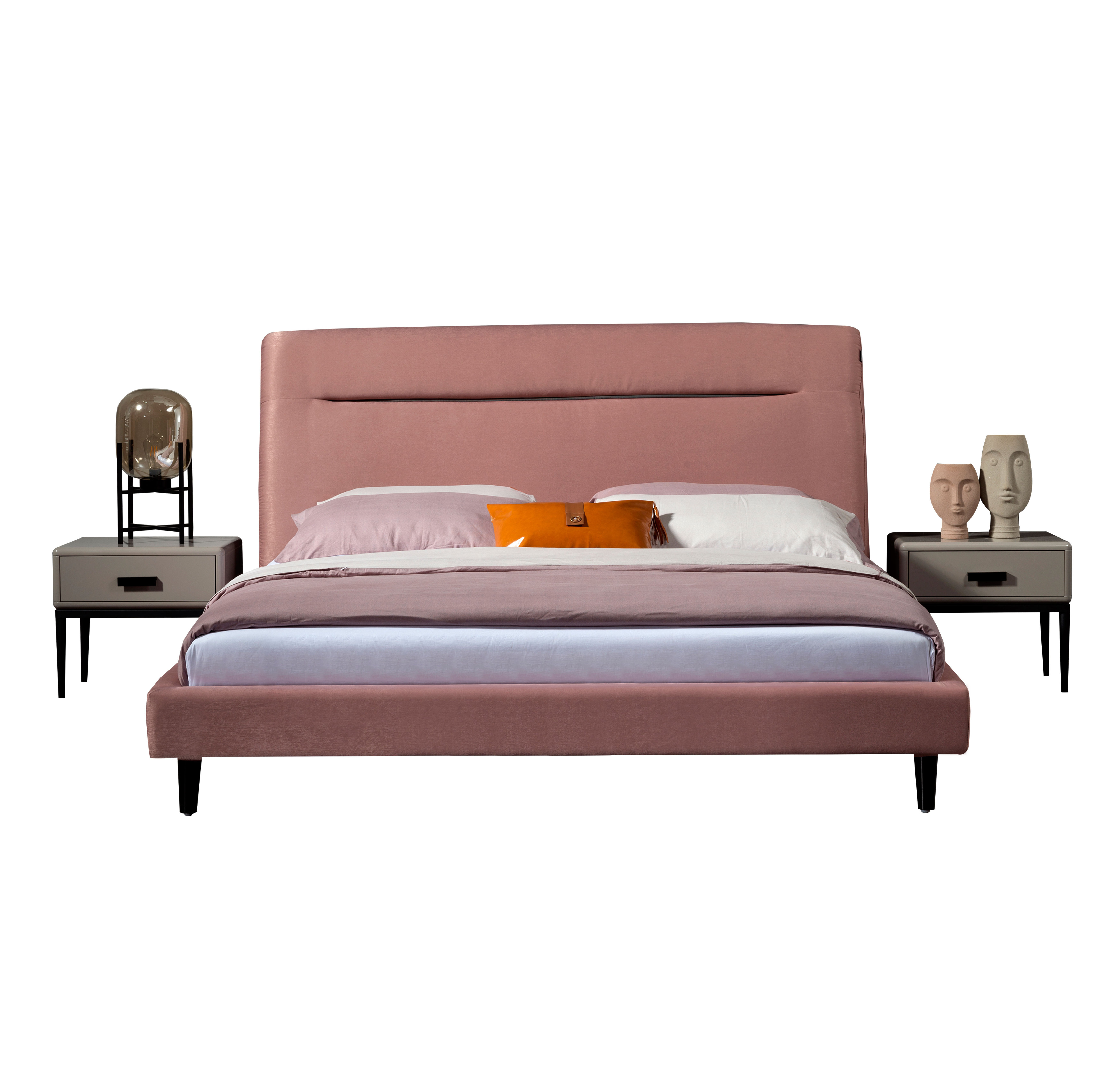 Foshan city King size pink combination bedroom furniture double hot soft bed