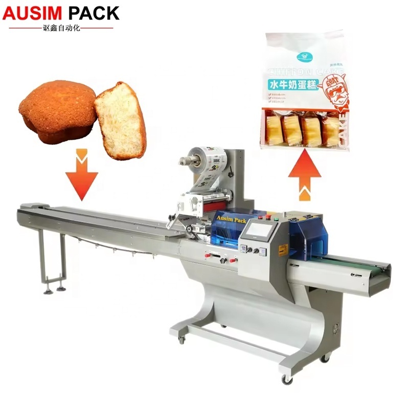 horizontal pouch packing machine small products for biscuit/candy bar/cake of  horizontal packing machine