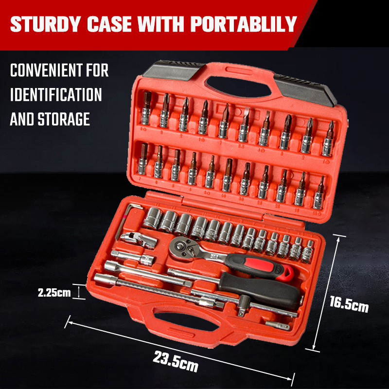 New 1/4 1/2 Inch Socket Wrench Set Professional Wrench And Tools Set 46pcs Ratchet Wrench Socket Tool Set For Garage