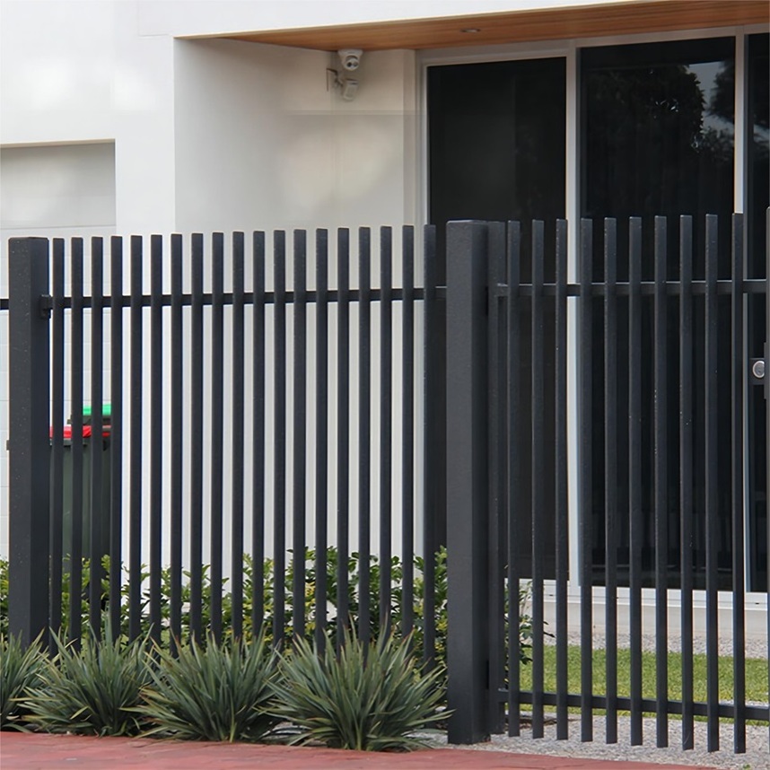 Sustainable modern garden powder coated black aluminum slat fence vertical fence panels