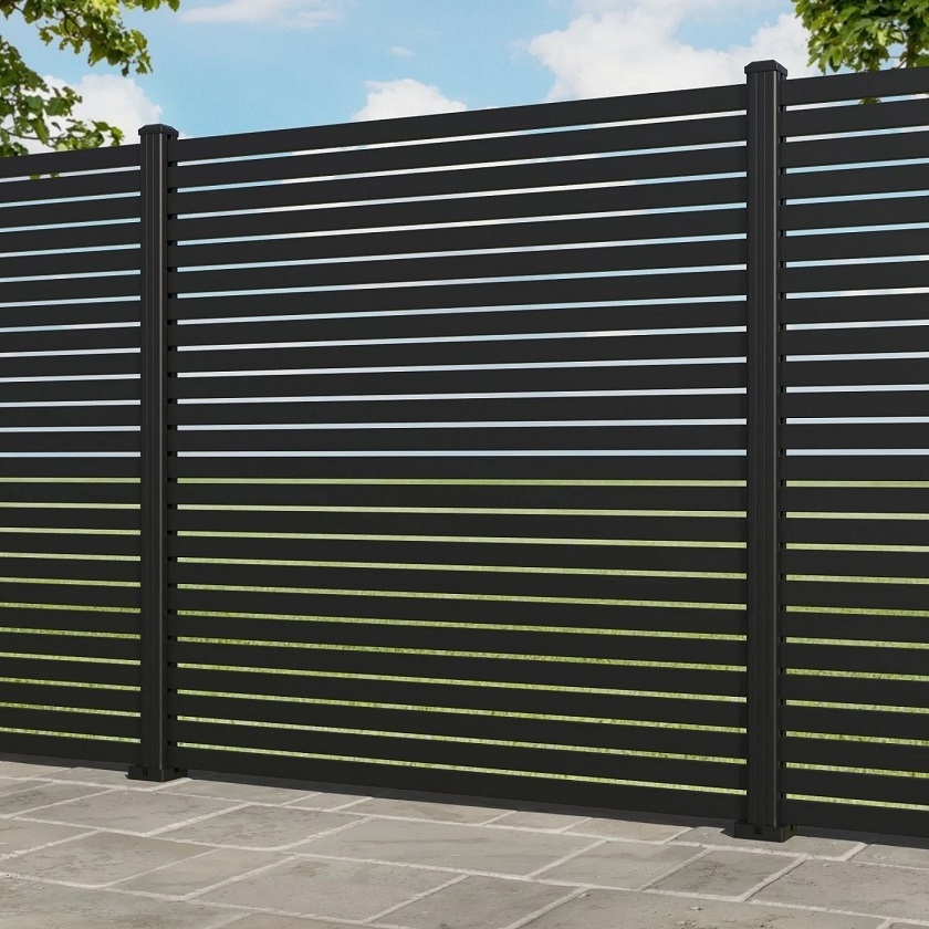 Cheap metal fence panels customized powder coated aluminum slat fence panels with spacer