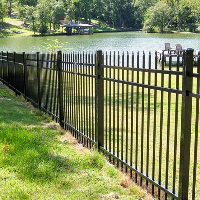 Modern design wrought iron galvanized steel fence customized pressed point spear top fence