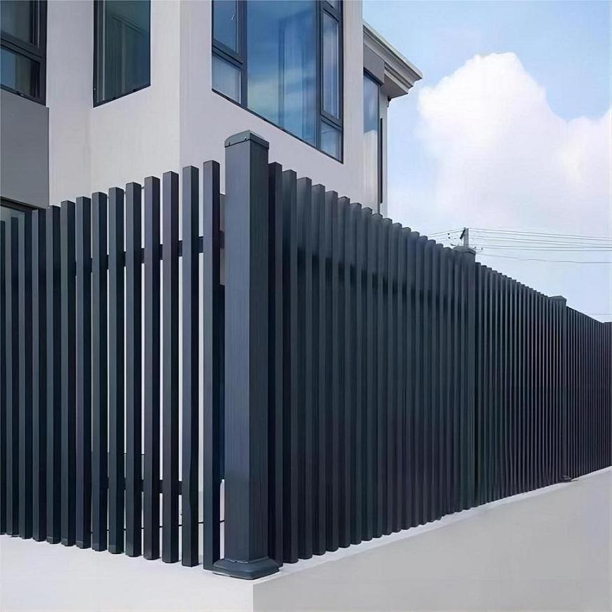 Prima Black Outdoor Metal Easily Assembled Steel Picket Aluminum fence Vertical/Blade slat fence For Sale