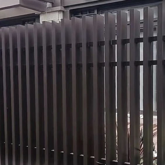 Sustainable modern garden powder coated black aluminum slat fence vertical fence panels