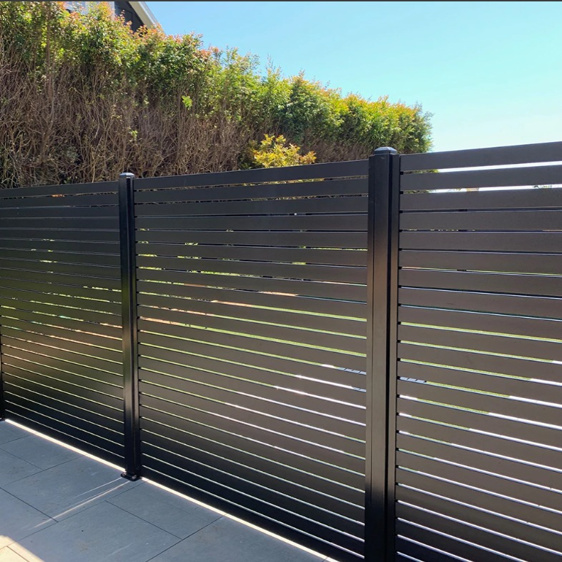 Cheap metal fence panels customized powder coated aluminum slat fence panels with spacer