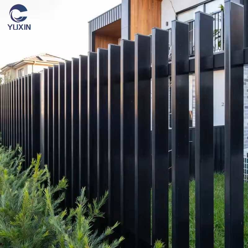 Wholesale outdoor Home Garden Factory black powder coated aluminum fence Aluminum Welded Vertical Blade Slat Picket Fence