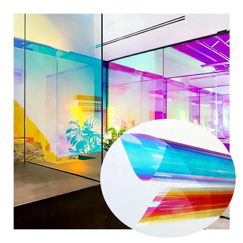 Self Adhesive 1.38x30m Dichroic Film Decorative Window Film Iridescent Glass Tint Film