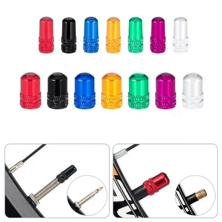 Factory Wholesale Colorful Bicycle Valve Cap Aluminum Alloy Road Mountain Bike Tire Schrader/Presta Valve Cap Bike Tire Caps