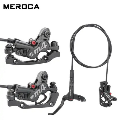 Top Quality MEROCA 4 Piston MTB Bike Hydraulic Oil Disc Brake Set With 160mm Bicycle Disc Brake 800/1400mm Oil Brake Bike Parts