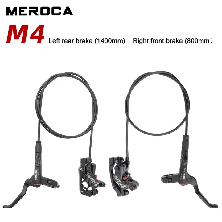 Top Quality MEROCA 4 Piston MTB Bike Hydraulic Oil Disc Brake Set With 160mm Bicycle Disc Brake 800/1400mm Oil Brake Bike Parts