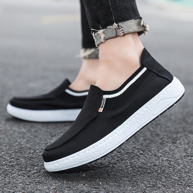 Hot sale blank slip-ons men s slip casual shoes thin sole canvas trendy shoes sneakers for men canvas trendy shoes