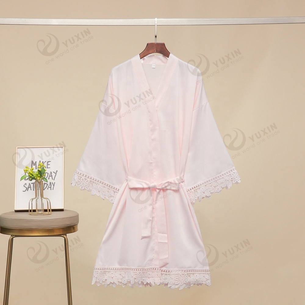 Soft Silk Satin lace Bridal Robes Bride Silk Lace Bridesmaid Robes Plus Size Bridesmaid Satin Robe