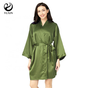 Matte Satin Robe Women Sleepwear Custom Solid Satin Robes Sexy Wholesale Bridal Robes Kimono