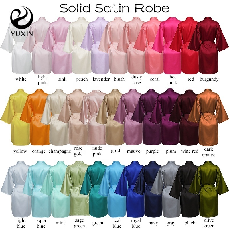 Wholesale Satin Women's Robes Wedding Morning Gown Silk Adult Pajamas Spa Robe