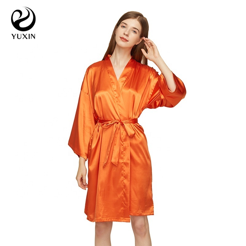 Wholesale Satin Women's Robes Wedding Morning Gown Silk Adult Pajamas Spa Robe