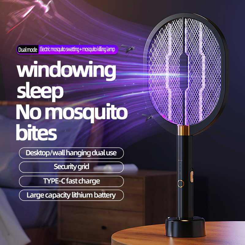 Electric Fly Catcher Ultraviolet Light USB Powered USB Rechargeable Fly Catcher Outdoor Camping 2-in-1 Mosquito Killer Swatter