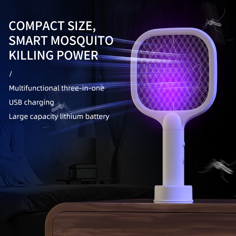 2-in-1 Portable USB Rechargeable Electric Mosquito Swatter Home Pest Control Mini Electric Mosquito Exterminator