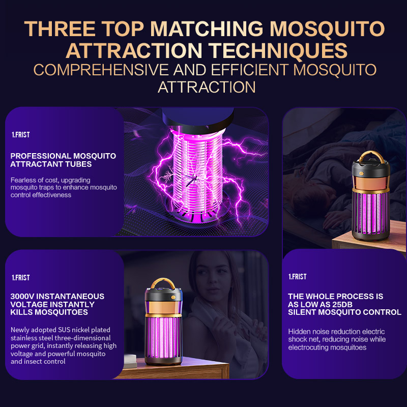 High efficient USB Charging photocatalyst LED light silent killing household electric UV intelligent mosquitoes Lamp