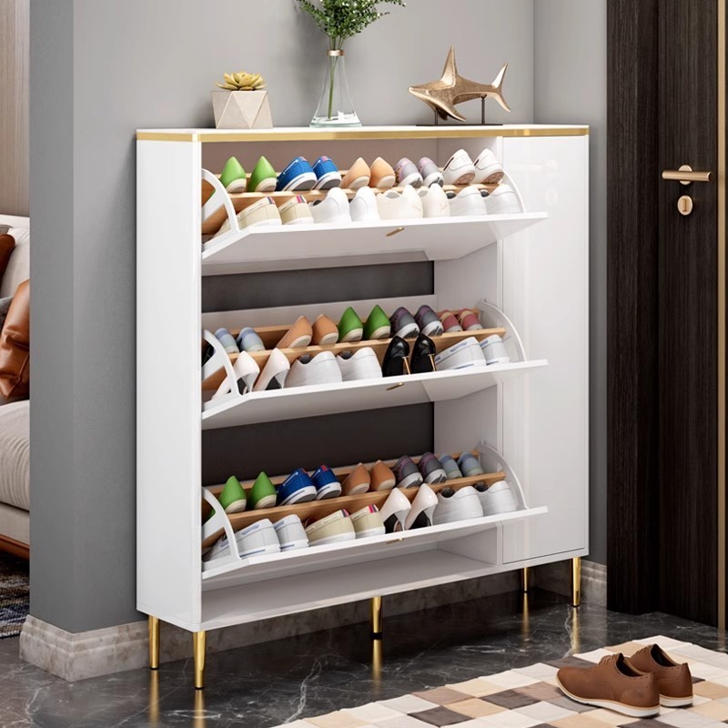 Modern Ultra-Thin Shoe Cabinet Large Capacity Light Luxury Rock Board Simple Faucet Porch Door Simple Shelf Home Wooden