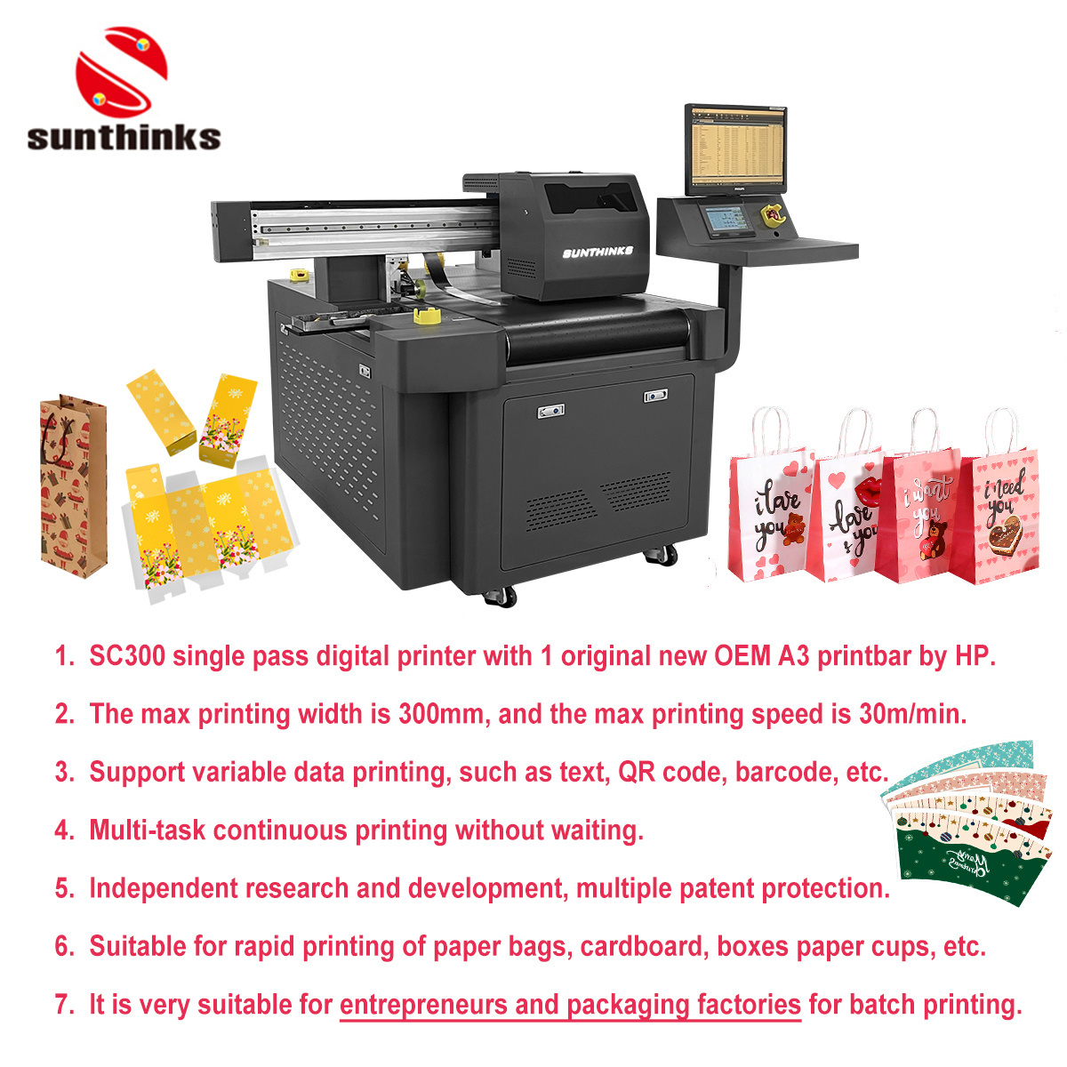 China First Mini Digital Printing Fan Paper Cups Kraft Bags Single Pass Printer For Printing Shop Small Business