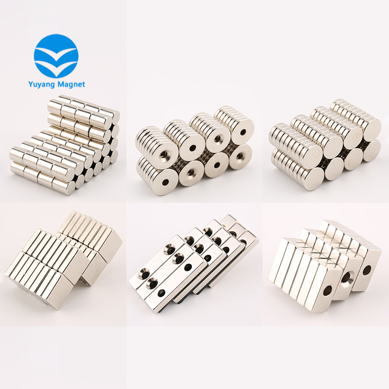 SA8000 Factory N52 Long Thin Magnetic Powerful Neodymium Magnet Block Rectangular Countersunk Magnet with Double Hole