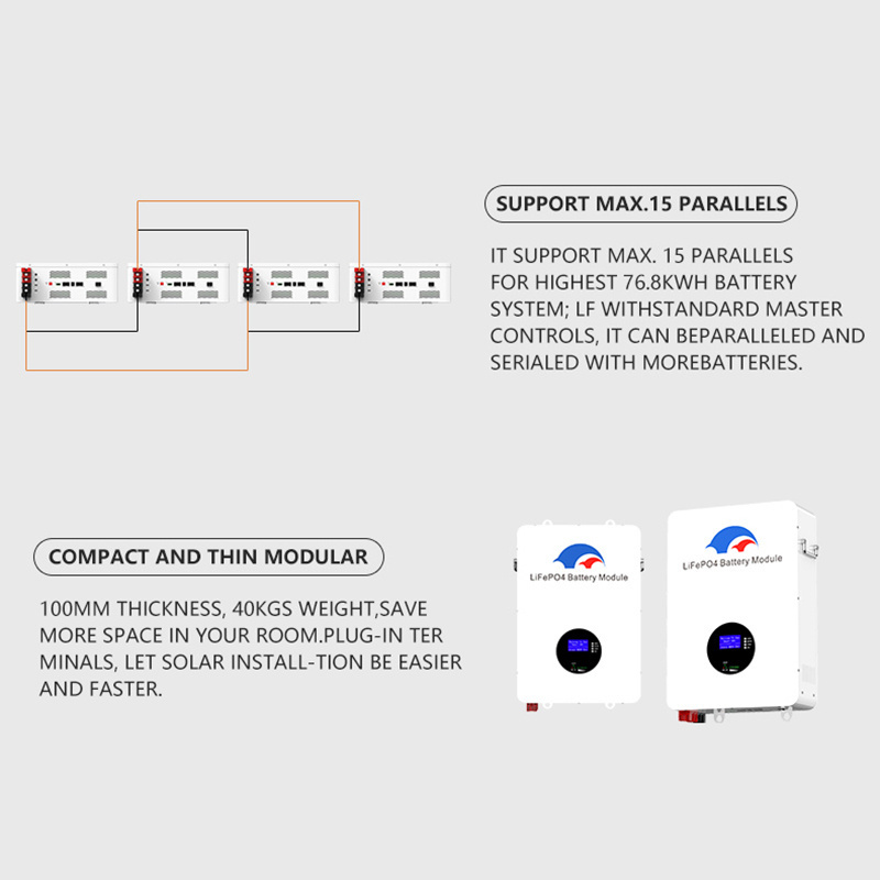 51.2v 5kwh 100ah power wall mounted home energy storage system lfp solar lithium iron phosphate 48v lifepo4 battery