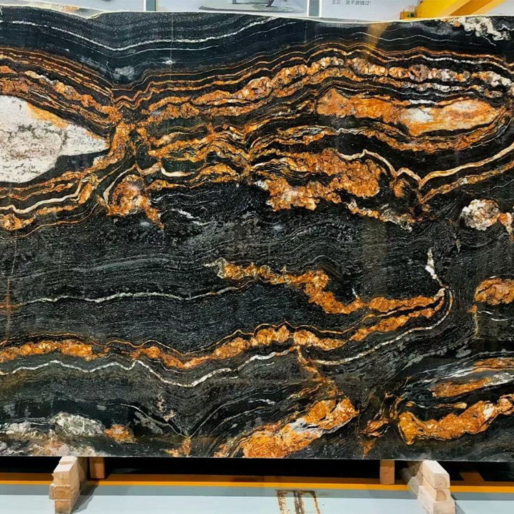 Wholesale Natural Black Taurus Magma Gold Granite Matrix Titanium Granite Slabs Black Fusion Cosmic Gold Granite