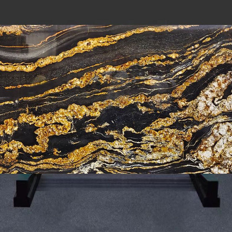 High Quality Fusion Black Fashion Quartzite Black And Golden Fusion Bracelet Granite For Kitchen Countertop