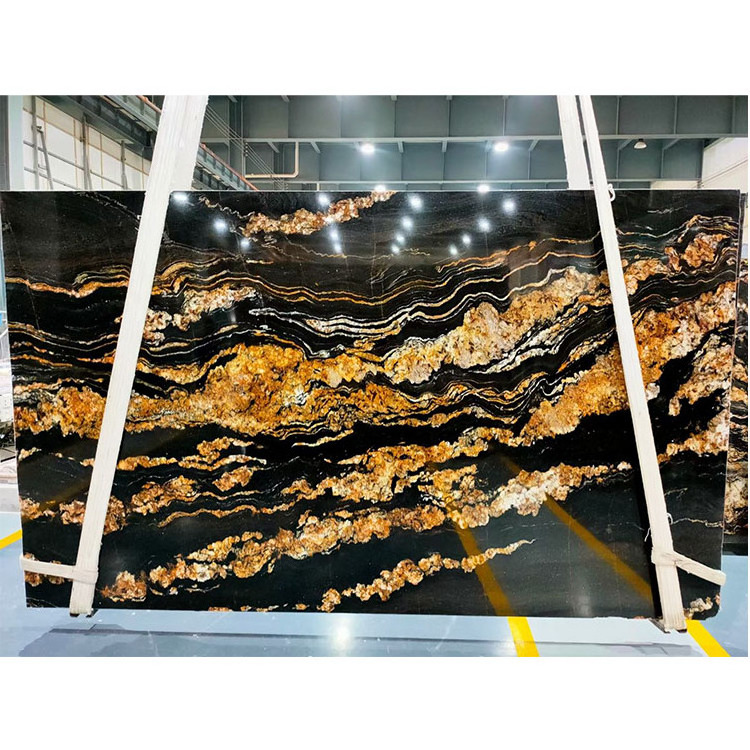 Wholesale Natural Black Taurus Magma Gold Granite Matrix Titanium Granite Slabs Black Fusion Cosmic Gold Granite