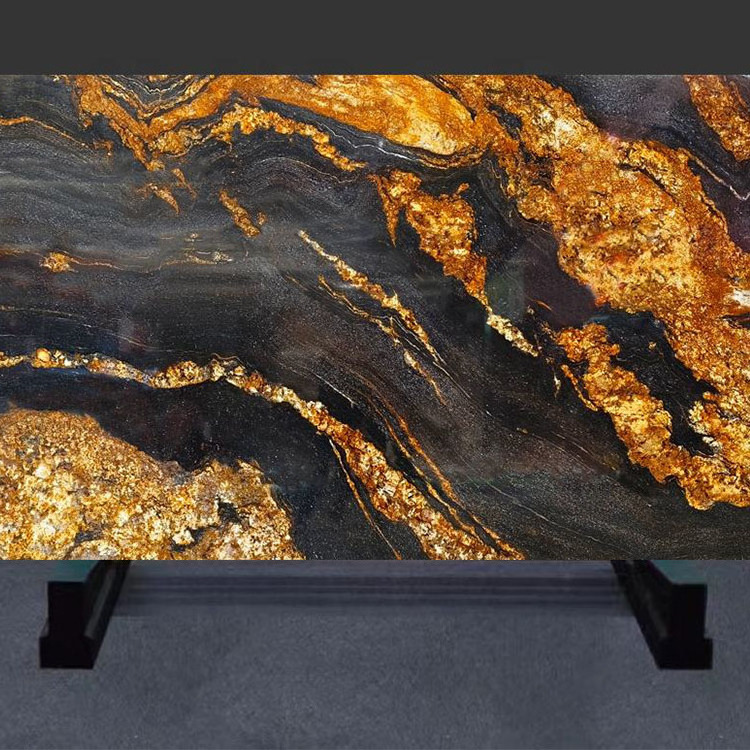 High Quality Fusion Black Fashion Quartzite Black And Golden Fusion Bracelet Granite For Kitchen Countertop