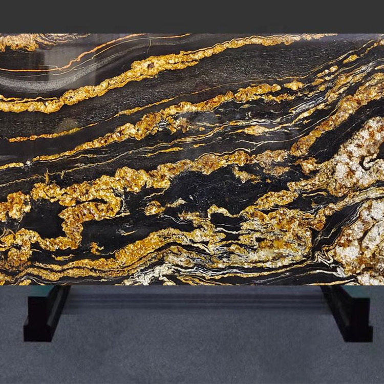 High Quality Fusion Black Fashion Quartzite Black And Golden Fusion Bracelet Granite For Kitchen Countertop